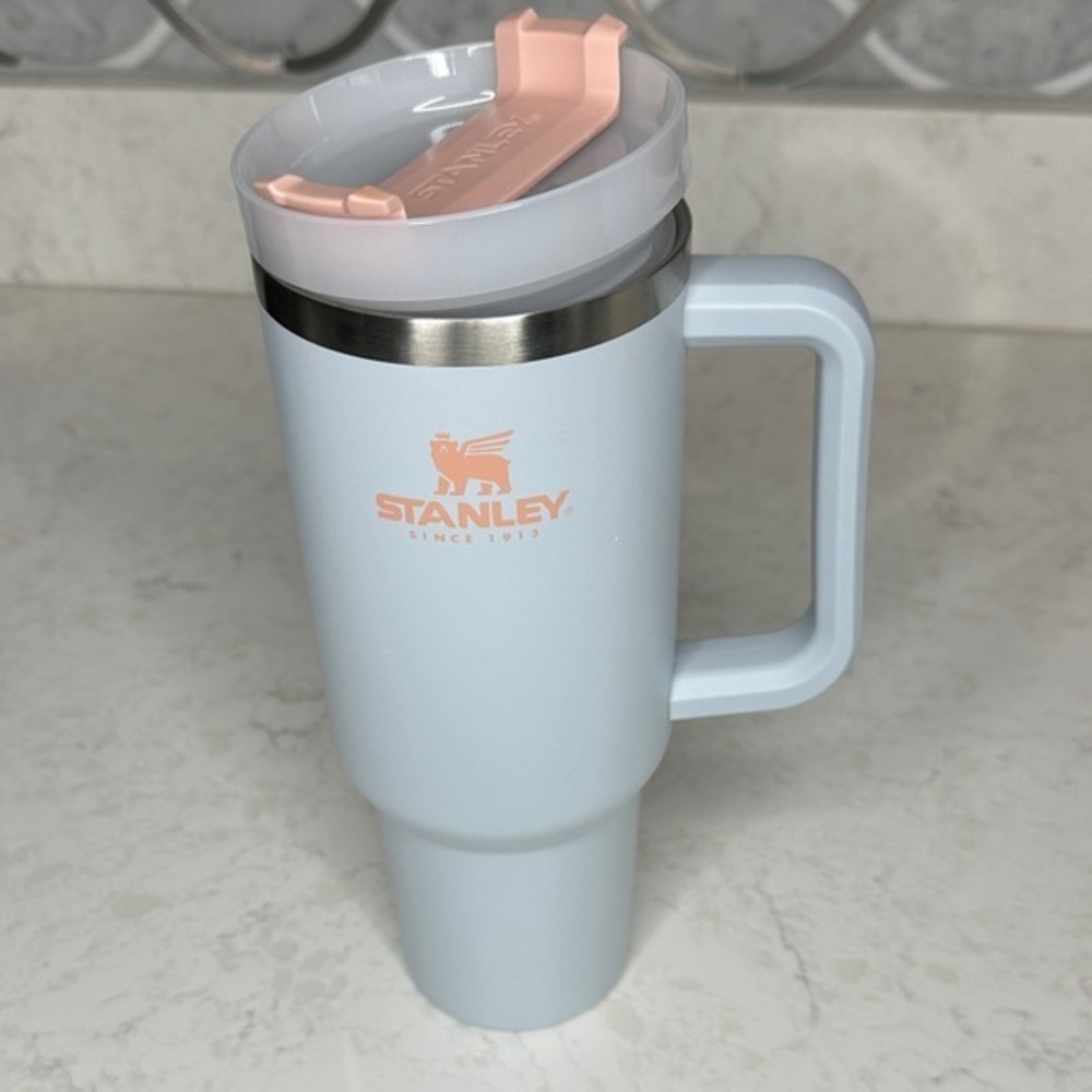 Stanley Pastel Blue Travel Mug with Pink Lid